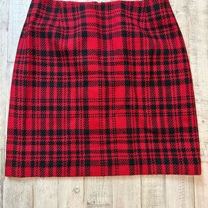 Eddie Bauer Red and Black Plaid Mini Skirt wool blend size 12
